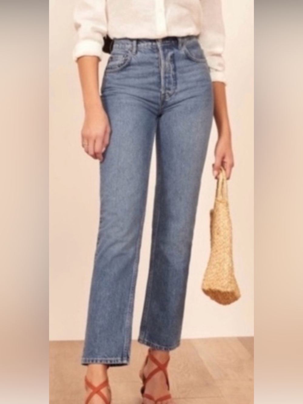 Reformation Cynthia High Relaxed Denim: Aegean wash